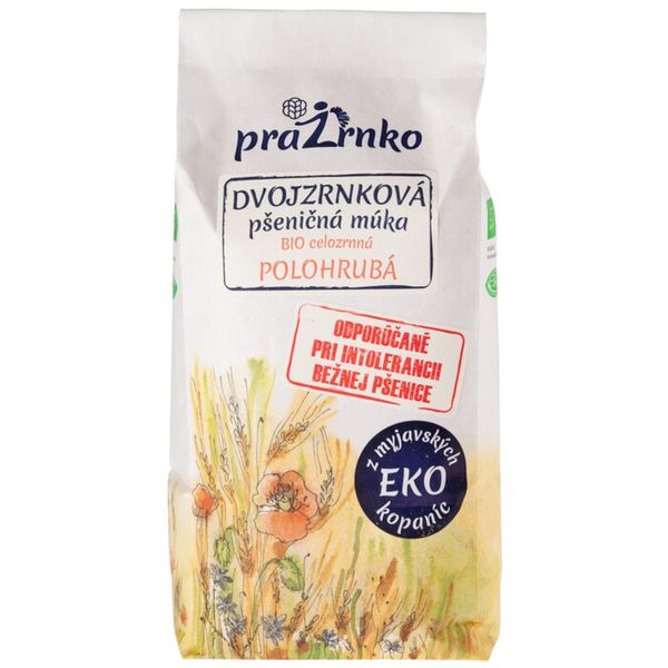 Dvouzrnková mouka celozrnná polohrubá BIO 1kg Prazrnko