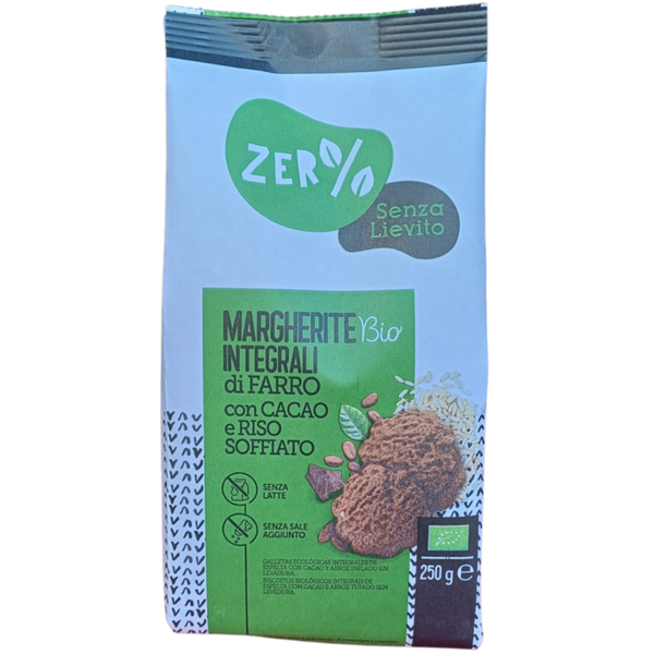 Margherite špaldové celozrnné s kakaem a rýžovými burizony BIO 250g Zer%